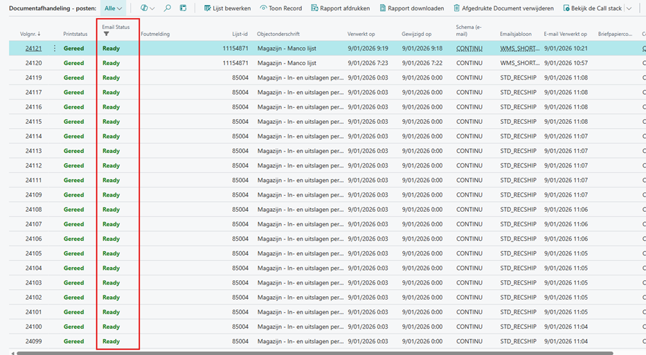 E-mails worden verwerkt.